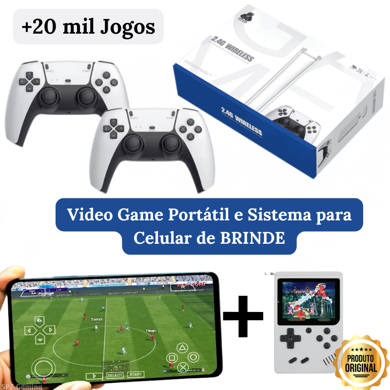 Game Stick 4K (+20 MIL JOGOS) + Game Portátil e Sistema de Celular de BRINDE